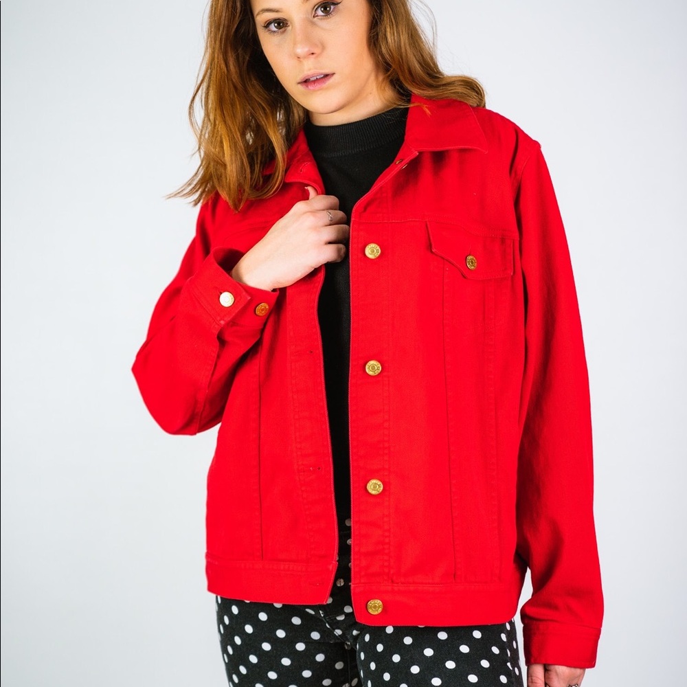 RALPH LAUREN JEANS CO. RED DENIM JACKET LIKE NEW